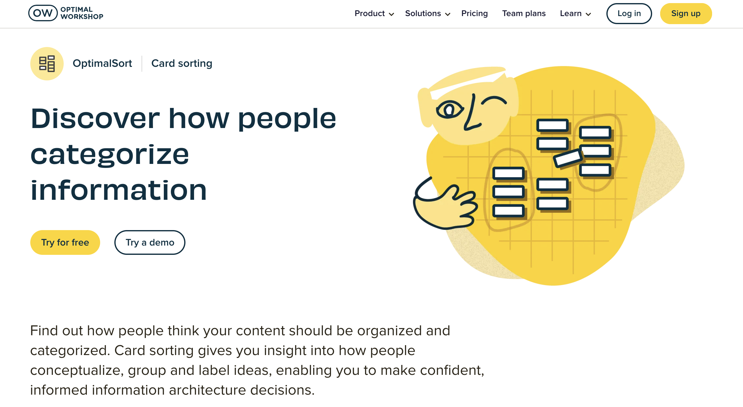 Card Sort Screenshot on Optimal Workshop